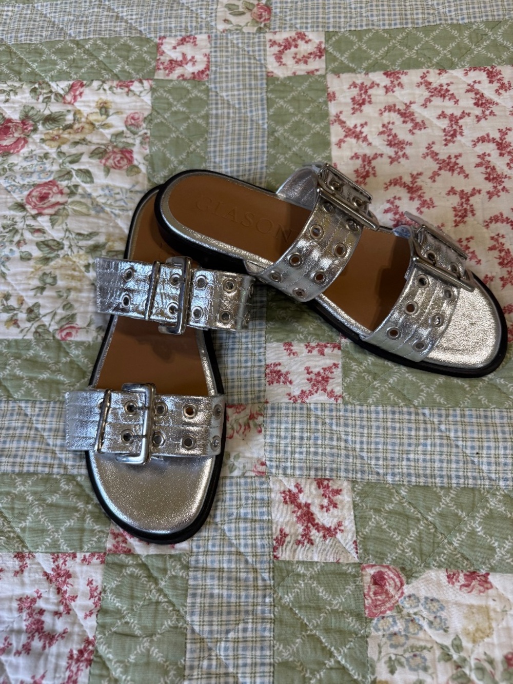 Giasone Metallic Silver Sandal Sz 9.5